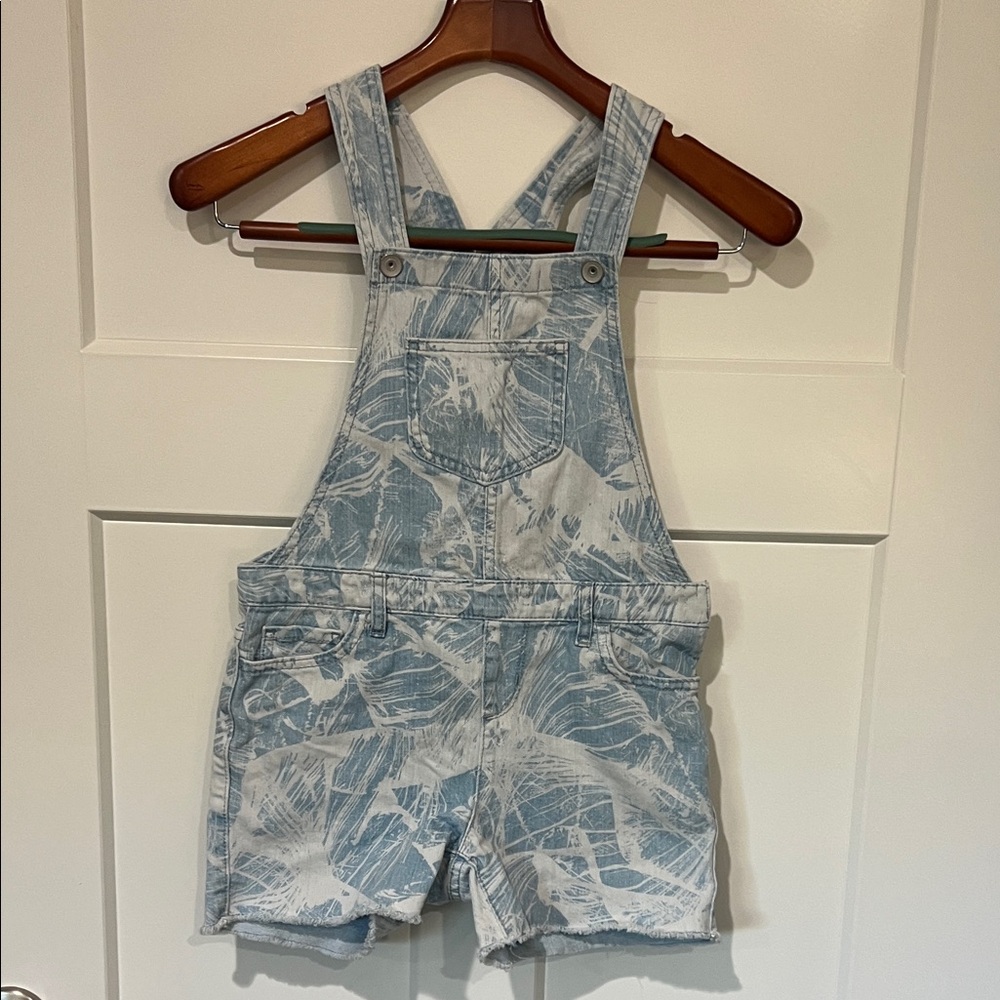 The Children’s Place Kids Light Blue Tie-Dye Denim Short Overalls Sz 10